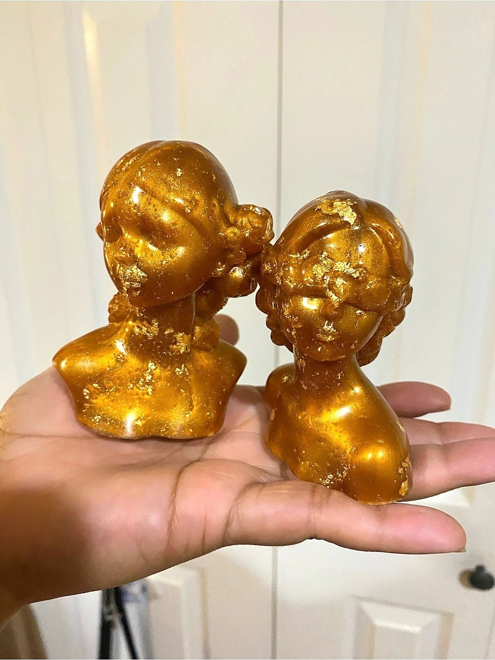 Red Gold Resin Bust Sculpture Goddess, Set - Picture 3 of 13
